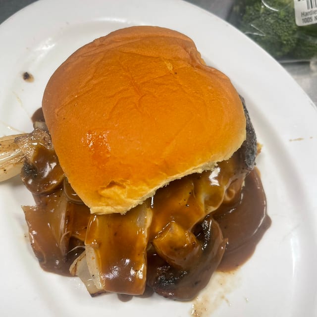 Mushroom Swiss Burger.